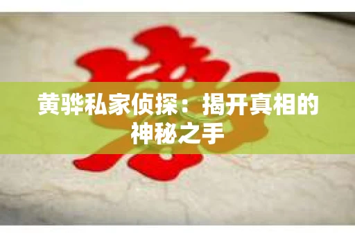 黄骅私家侦探:揭开真相的神秘之手 黄骅私家侦探:揭开真相的神秘之手