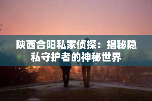 陕西合阳私家侦探：揭秘隐私守护者的神秘世界