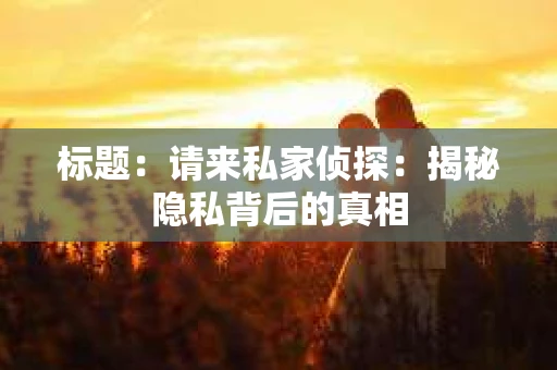 标题：请来私家侦探：揭秘隐私背后的真相