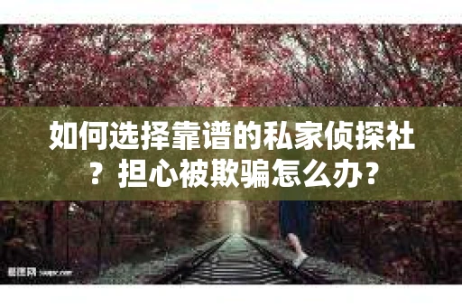 如何选择靠谱的私家侦探社？担心被欺骗怎么办？